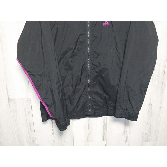 Adidas Activewear Track Jacket Women's Small Black Striped Hooded Long Sleeve - Picture 2 of 7